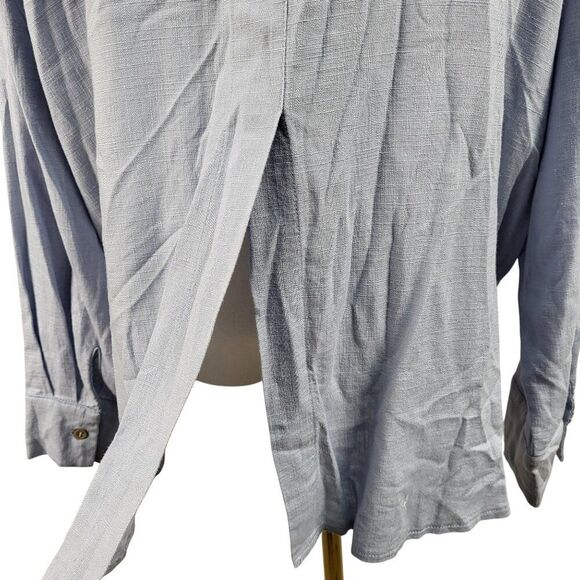 NEW Easel Oversized Small Classic Linen Blend Shirt Light Blue Denim Long Sleeve - Picture 16 of 16